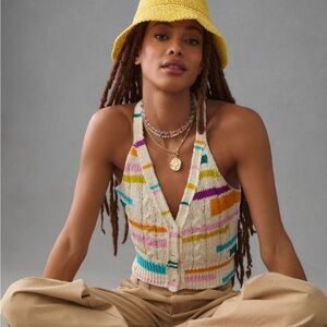 Anthropologie Colorful Knit Halter Top